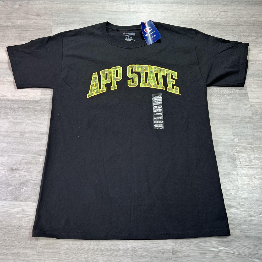 NEW Appalachian State Mountaineers Shirt Mens Medium Black‎ NCAA Champion Camo